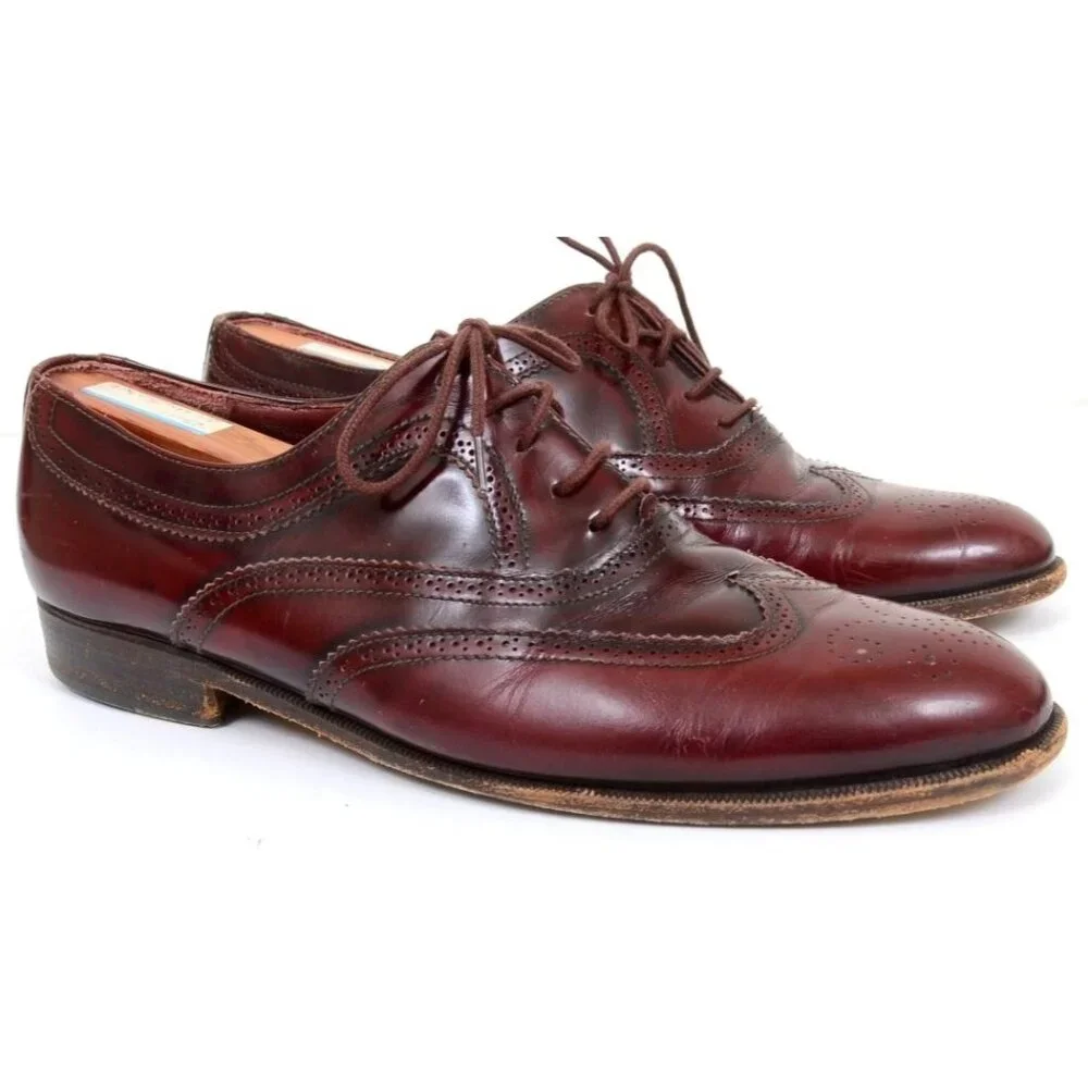 Mario Bruni Mens Size 9W Burgundy Leather Cap-Toe Oxford Loafer FREE SHOE TREES!